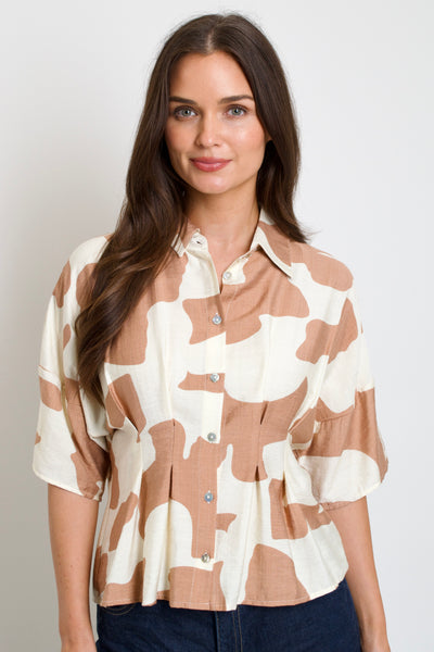 Terracotta Drift Button-Down Shirt