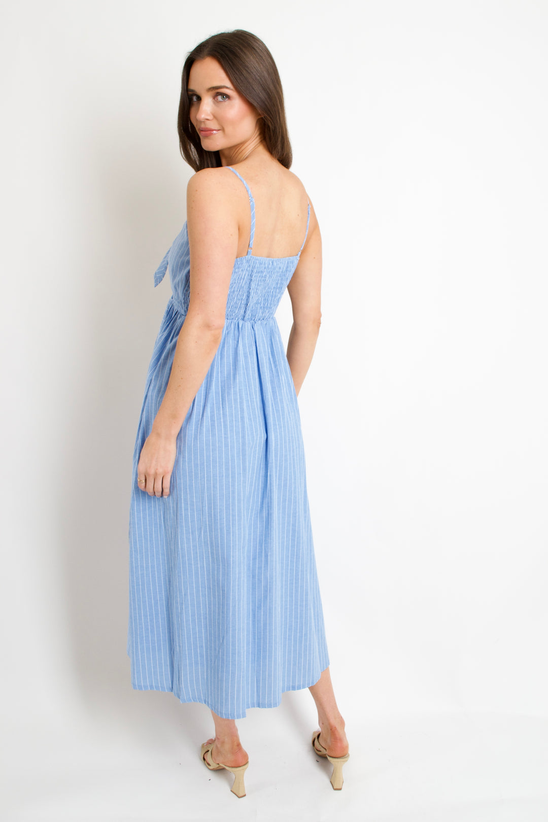 Nautical Stripe Bow Midi Dress