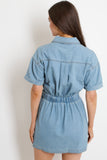 Denim Wrap Skirt Mini Dress