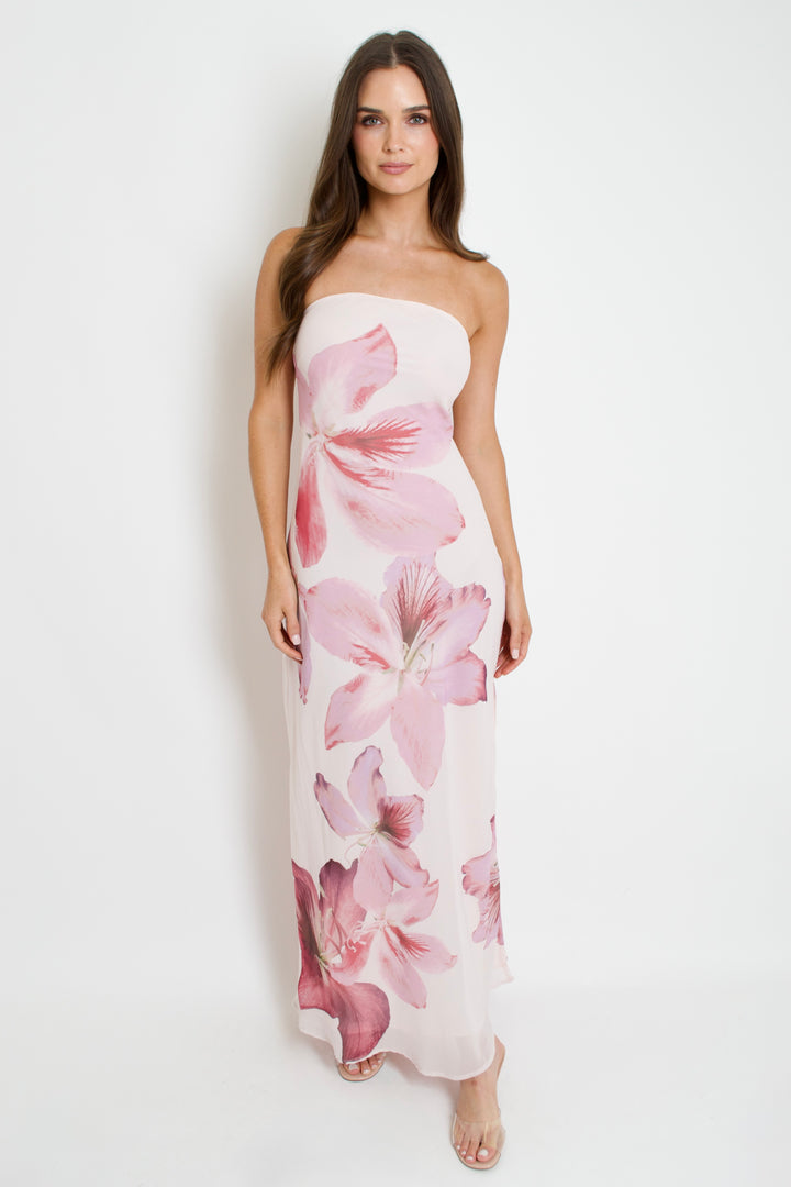 Laelia Orchid Strapless Dress
