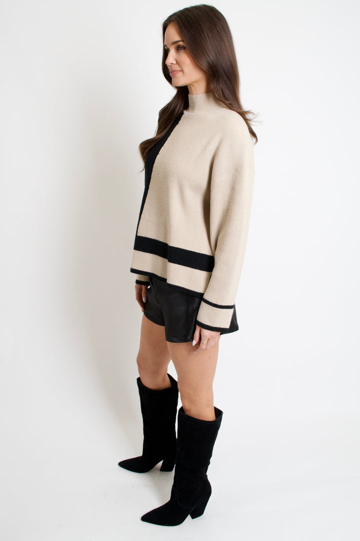 Colorblock Turtleneck Sweater