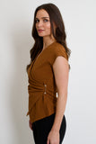 Gaia Surplice Top // camel