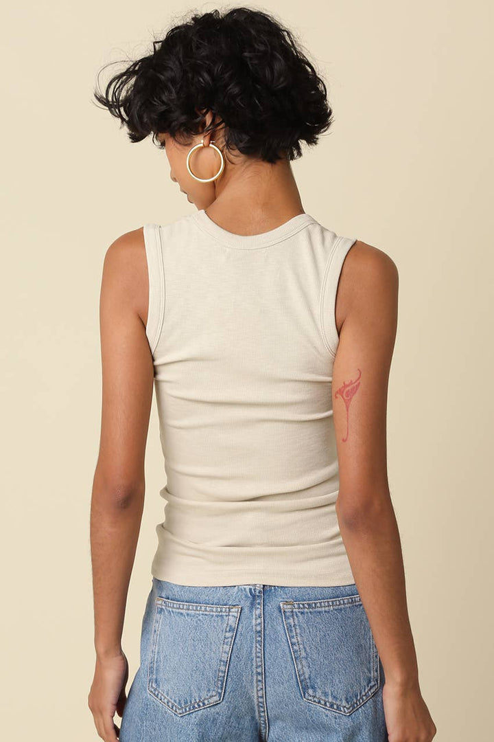 Ribbed Scoop Tank // ecru
