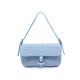 Gloria Straw Crossbody // baby blue