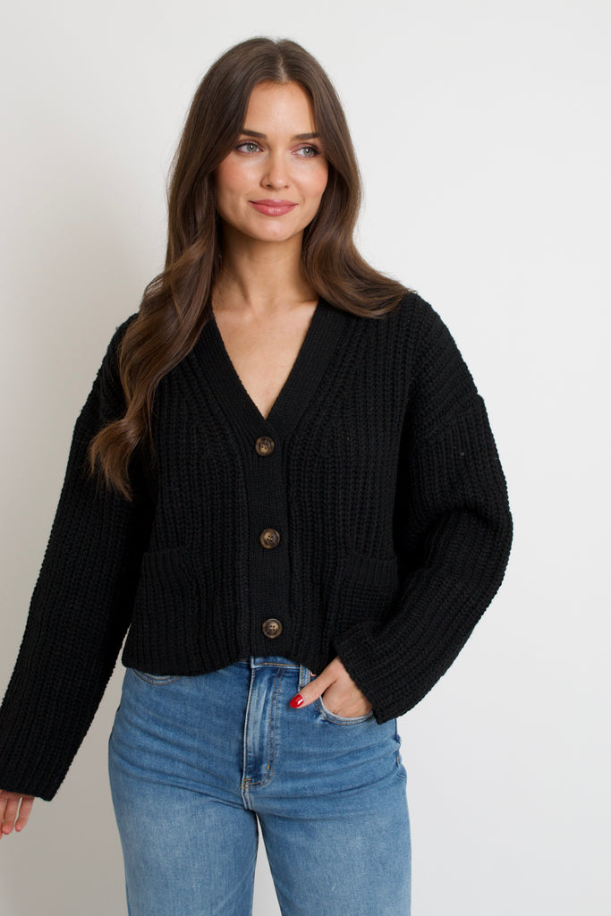 Loop Knit Cardigan // black