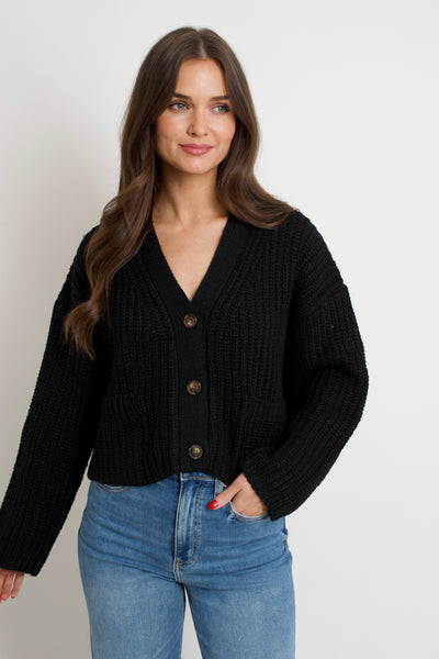 Loop Knit Cardigan // black