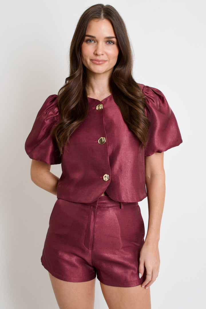 Chloe Satin Shorts // plum