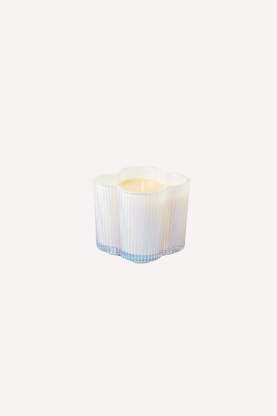 SWEET GRACE // White Flower Ribbed Candle