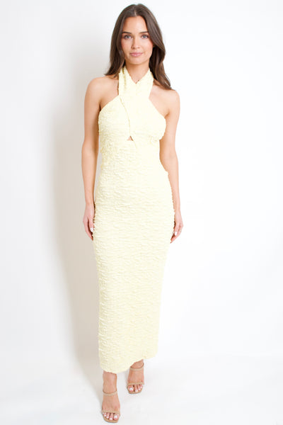 Textured Halter Midi Dress