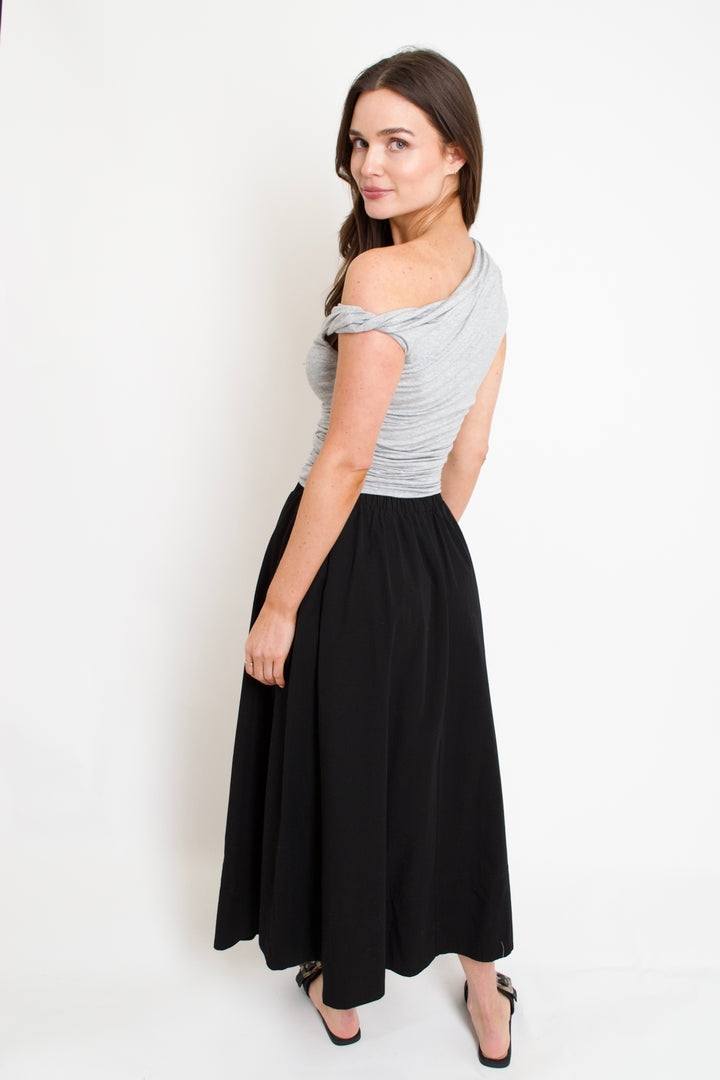 Elise Poplin Midi Skirt // black