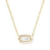 Elisa Bezel Gold Pendent Necklace in Ivory Mother of Pearl
