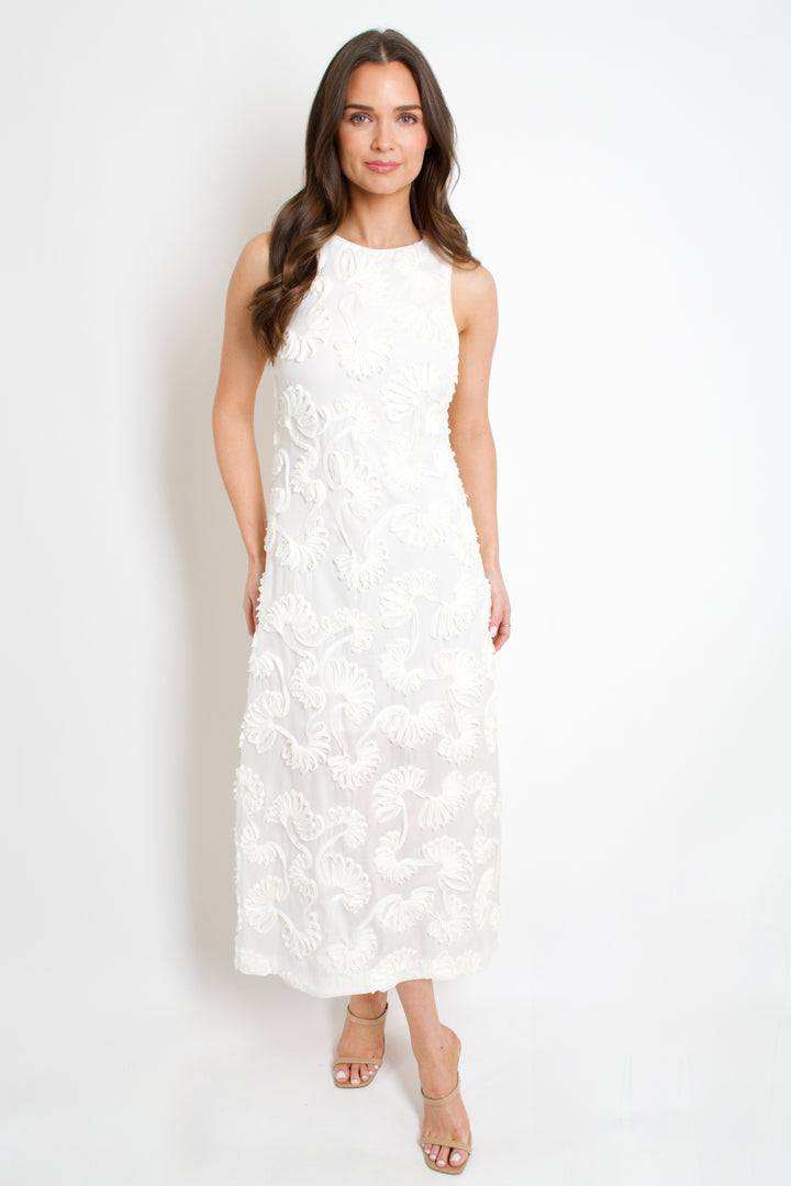 Embroidered Shell Midi Dress