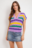 Lavender Stripe Knit Top
