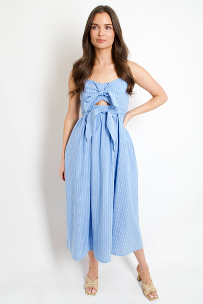 Nautical Stripe Bow Midi Dress