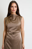 Allie Satin Midi Dress // mocha