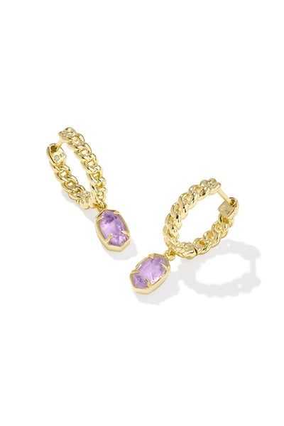 Emilie Gold Huggie Earrings - Purple Amethyst