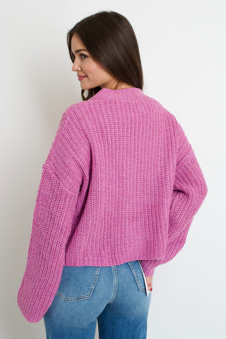 Loop Knit Cardigan // fuschia purple