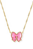 Haley Bow Gold Short Pendant Necklace in Rose Violet Mother-of-Pearl
