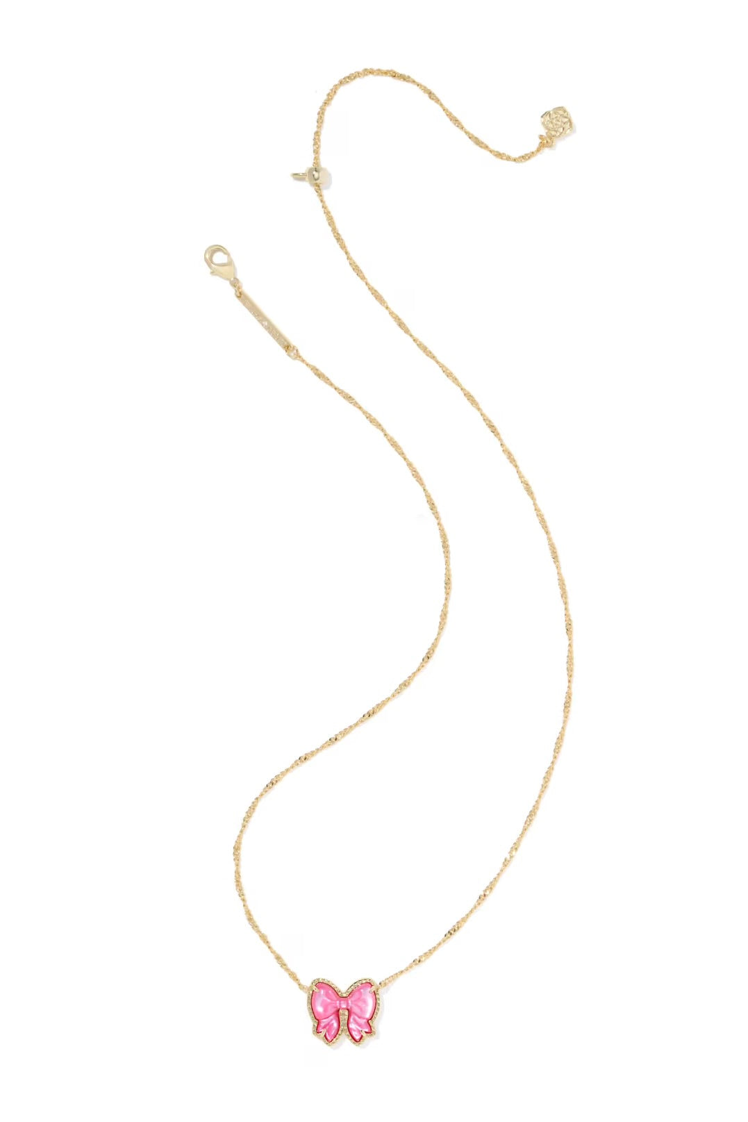 Haley Bow Gold Short Pendant Necklace in Rose Violet Mother-of-Pearl