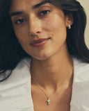 Cross Pendent Necklace in Gold Blue Dichroic Glass