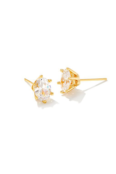 Cailin Gold Crystal Stud Earrings in White Crystal
