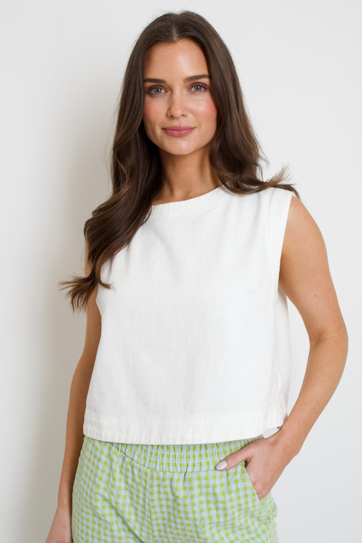 Sloane Denim Tank // white