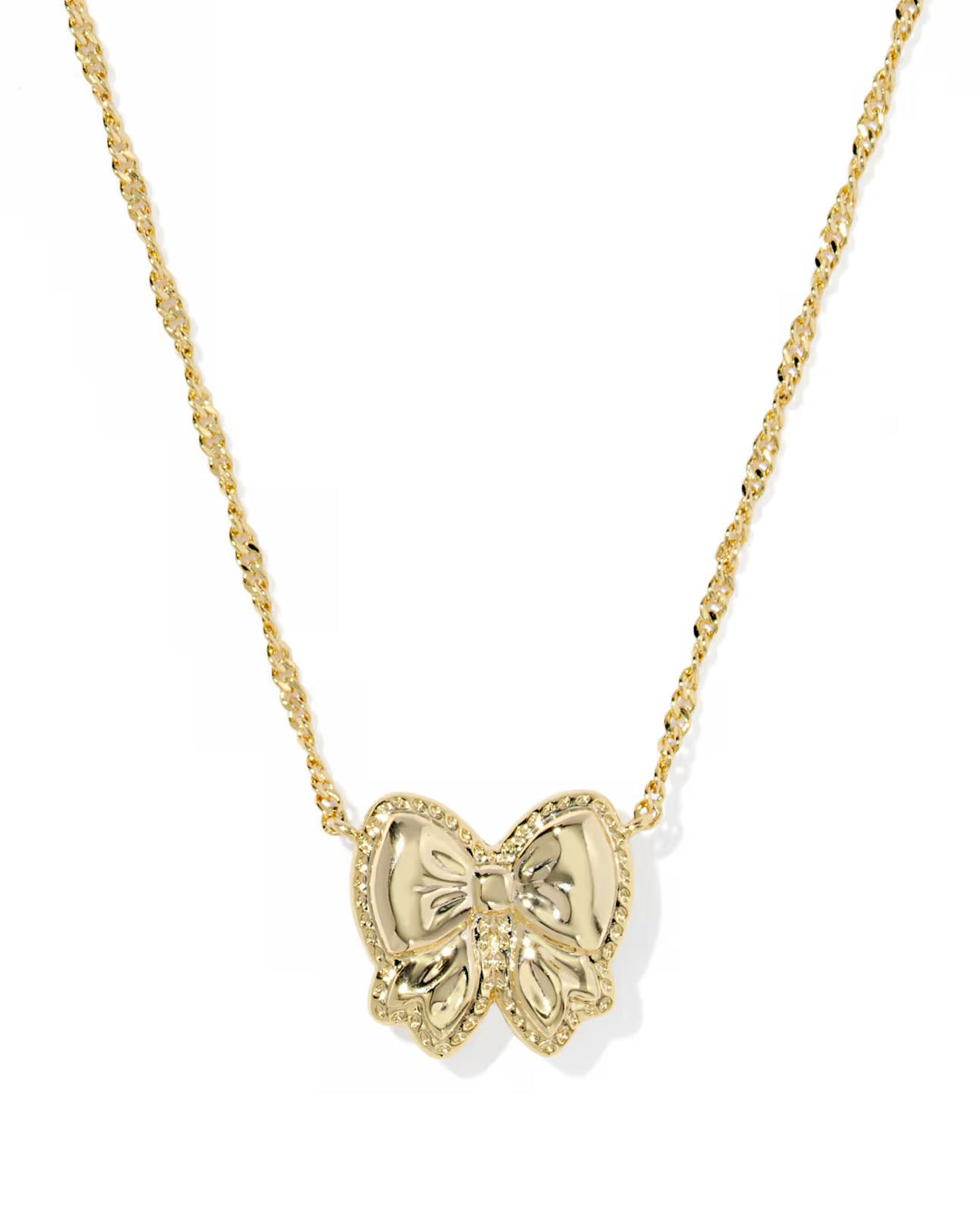 Haley Bow Gold Short Pendant Necklace in Rose Violet Mother-of-Pearl