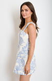 Garden Sketch Romper // blue