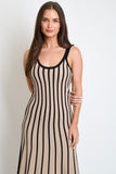 Ribbed Striped Midi Dress