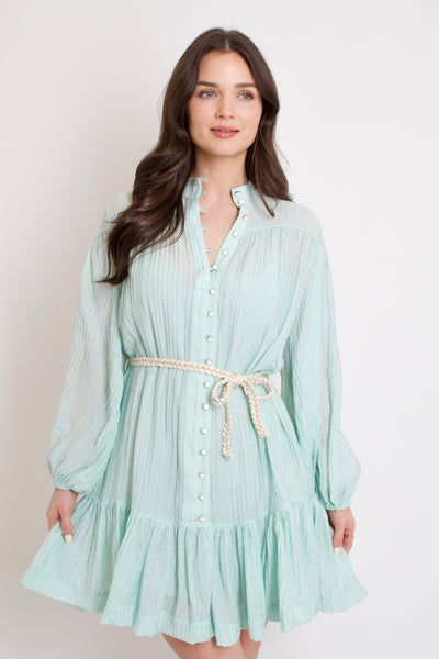 Mint Textured Tie Dress