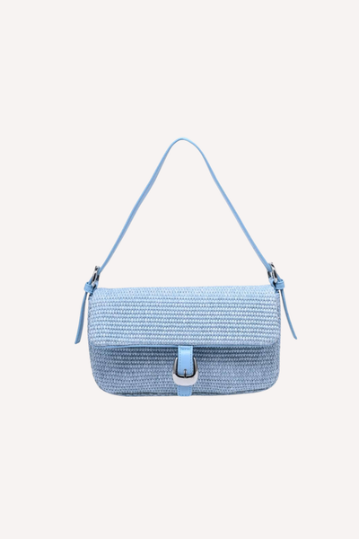 Gloria Straw Crossbody // baby blue