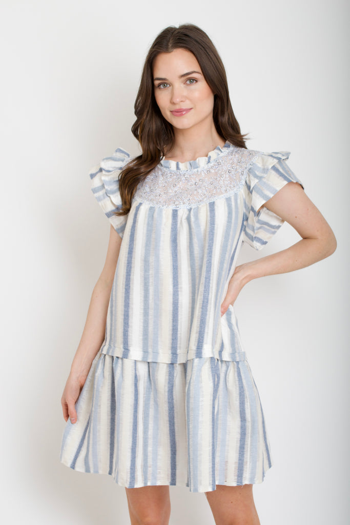 Misty Stripe Linen Dress