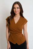 Gaia Surplice Top // camel