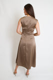 Allie Satin Midi Dress // mocha