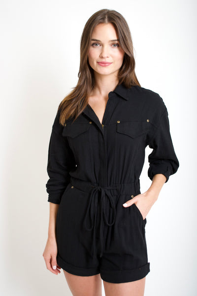 Black Utility Romper