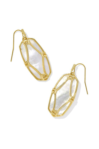 Elle Lattice Frame Gold Drop Earrings