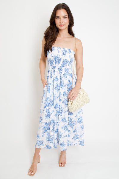 Blue Blossom Midi Dress
