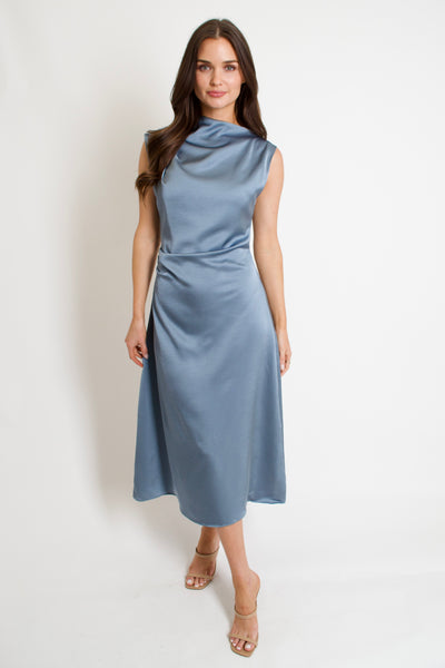 Allie Satin Midi Dress // slate