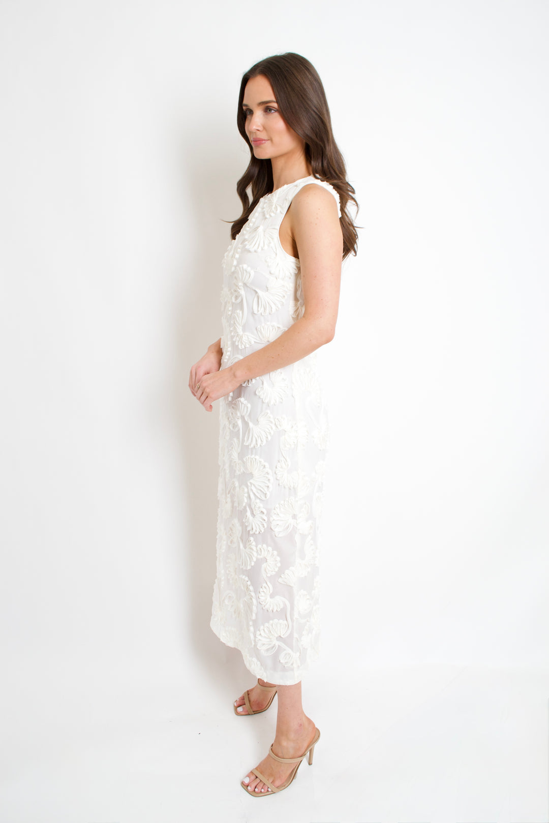 Embroidered Shell Midi Dress