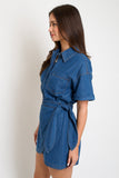 Denim Wrap Skirt Mini Dress