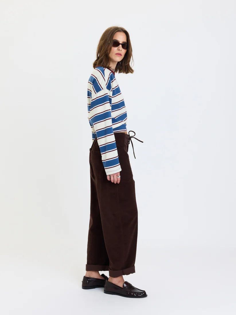 DAZE // Villa Drawstring Barrel Leg Pant in Chocolate