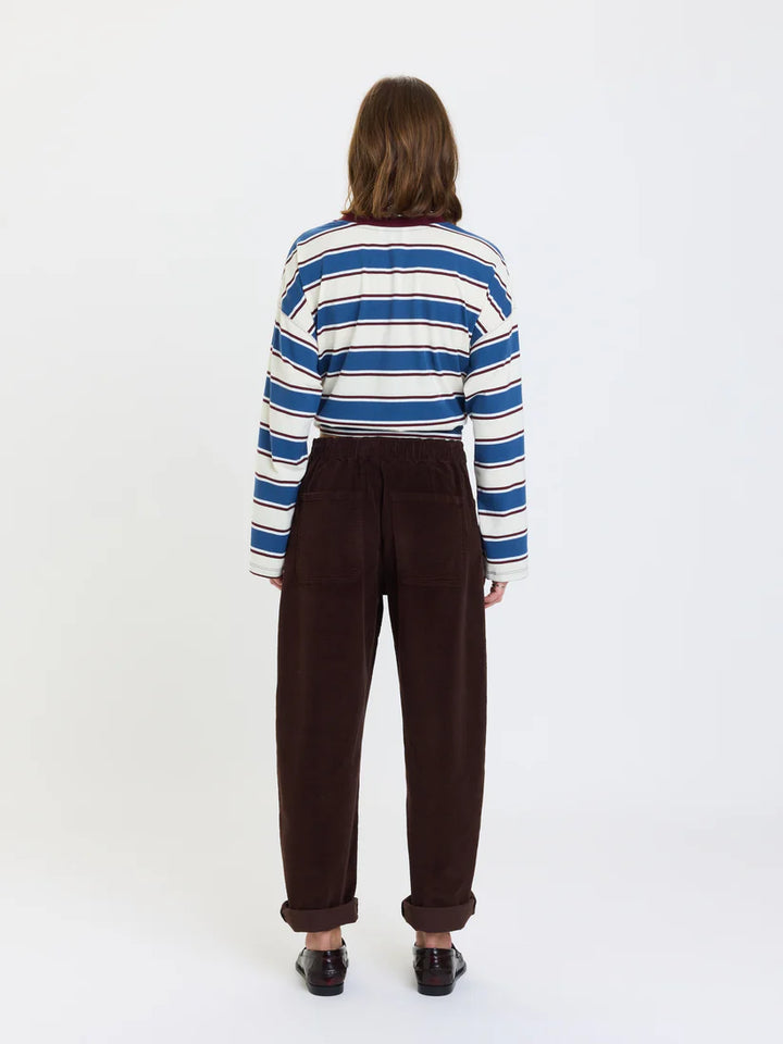 DAZE // Villa Drawstring Barrel Leg Pant in Chocolate