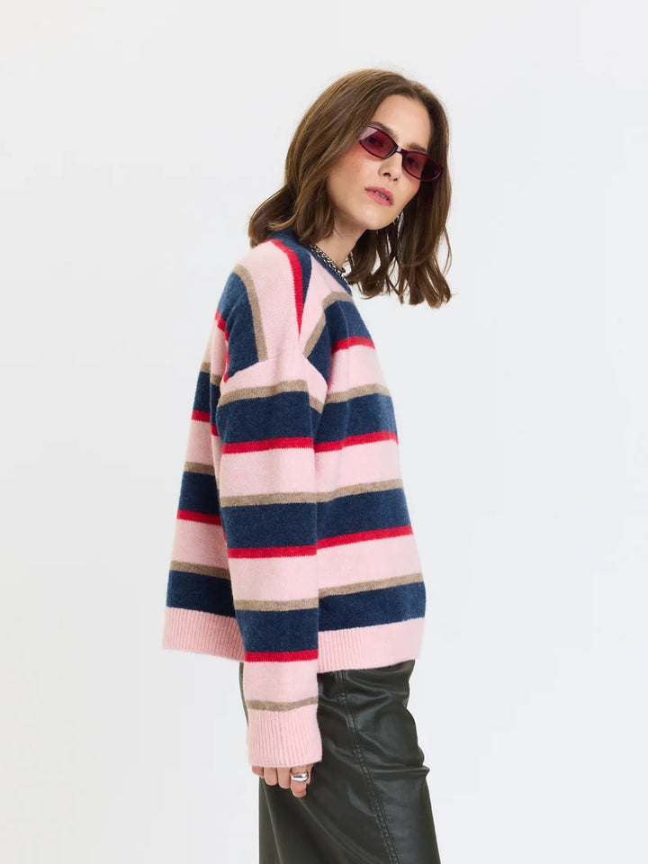 DAZE // Carlyle Everyday Crewneck in Coral Stripe