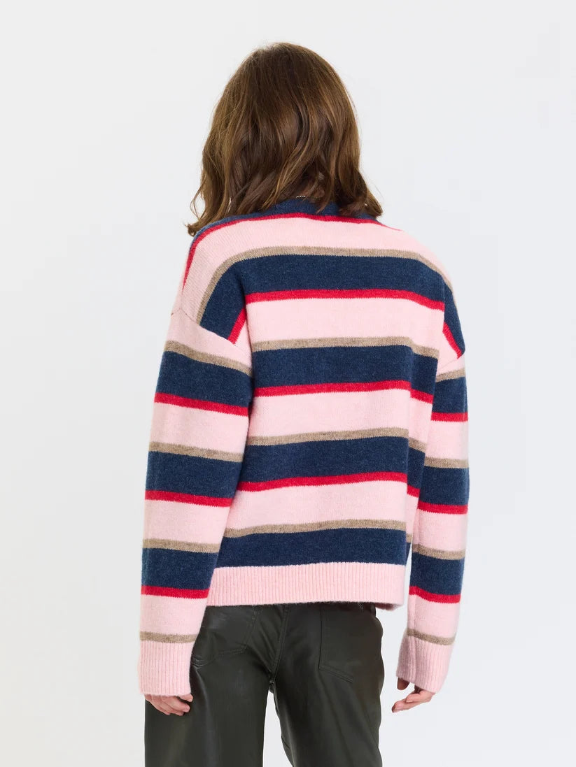 DAZE // Carlyle Everyday Crewneck in Coral Stripe