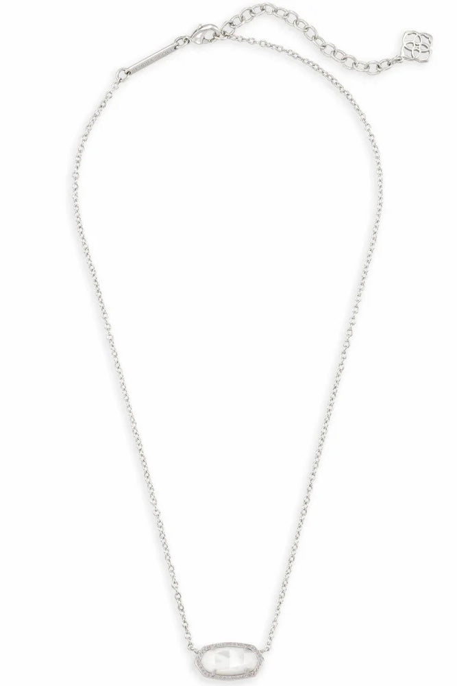 Elisa Silver Pendant Necklace in Ivory Mother-of-Pearl