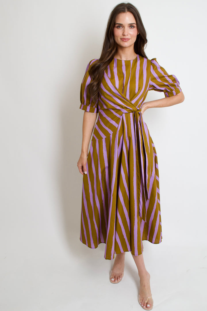 Abstract Stripes Maxi Dress
