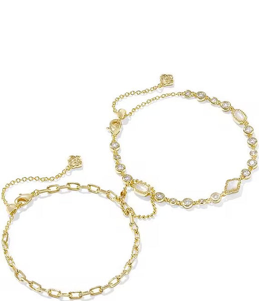 Mini Elisa and Abbie Gold Set of 2 Delicate Chain Bracelets