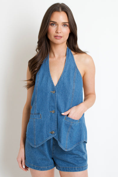 Dallas Denim Halter Top