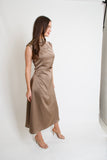 Allie Satin Midi Dress // mocha