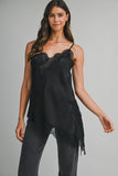 Asymmetrical Lace Satin Top
